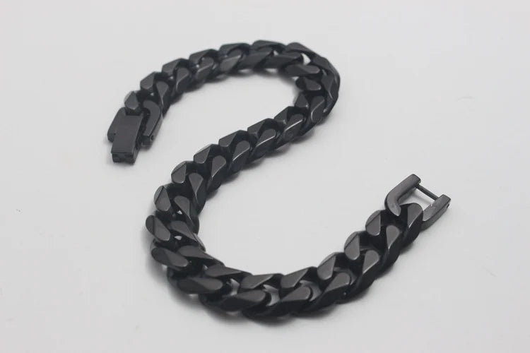Black Bracelet Men's Accessories Cuban Hip Hop Bracelet Chain Fashion Stainless Steel Men's Chain Gift Vintage Bracelet Jewelry