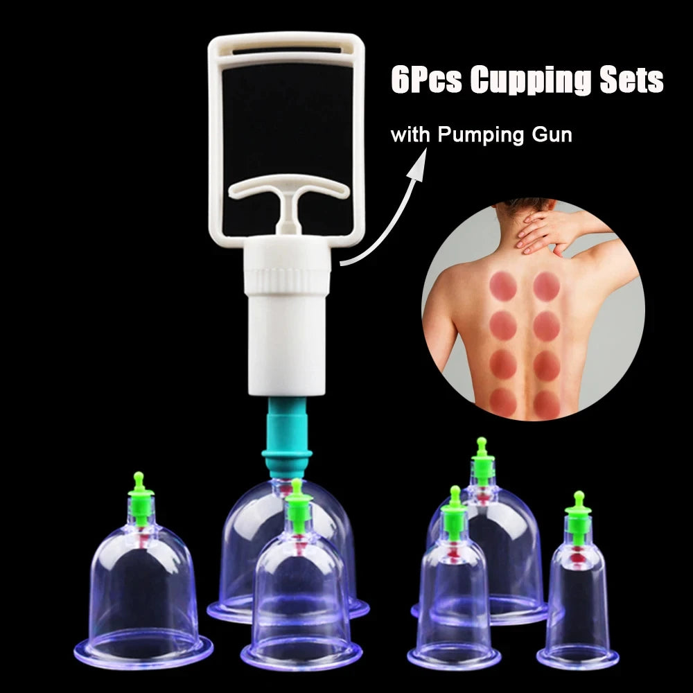 12/6Pcs Vacuum Cupping Set Suction Cups Back Massage Body Cup Detox Massage Body Cups Vacuum Cupping Anti Cellulite Massage Jars