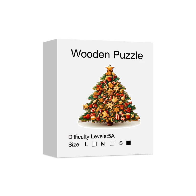 Christmas Tree Wooden Puzzle for Adults, Animal Shaped Pieces Puzzles Toys with Beautiful Package, Christmas Gift Home Decor