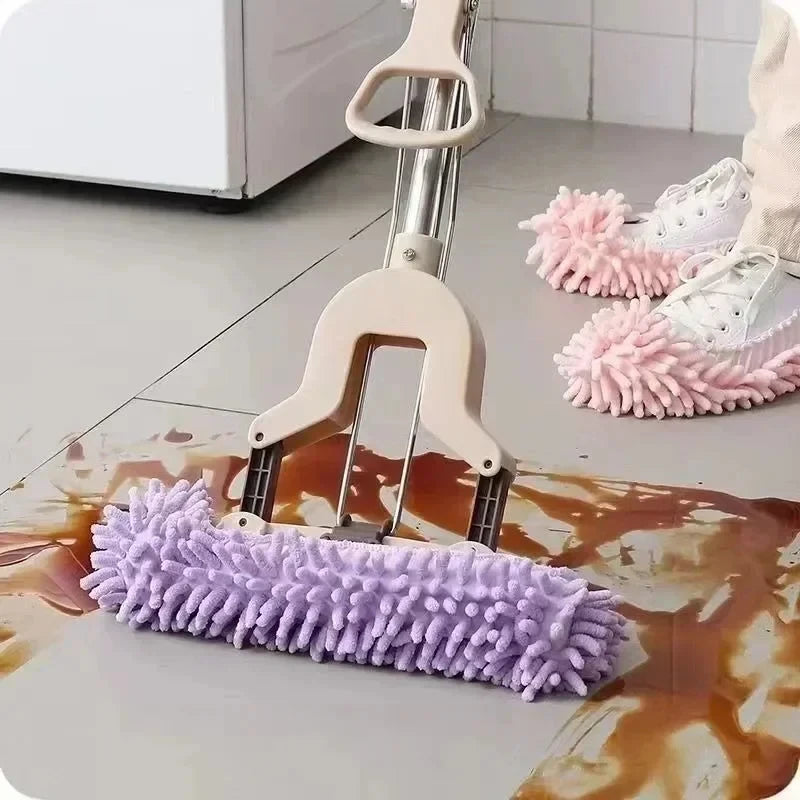 2 Pieces Of Chenille Mop Slippers Dust Removal Foot Socks Mop Cap Multifunctional Floor Cleaning Lazy Shoe Cover Dust Collector