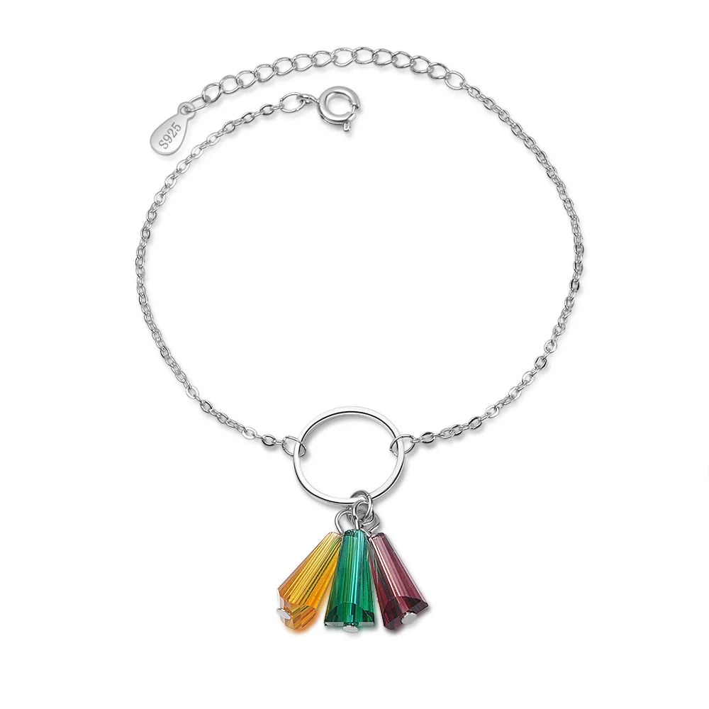 Synthetic Rainbow Crystal Fan 925 Sterling Silver Bracelets For Women Pulseira 925 Sterling Silver Jewelry S-b210