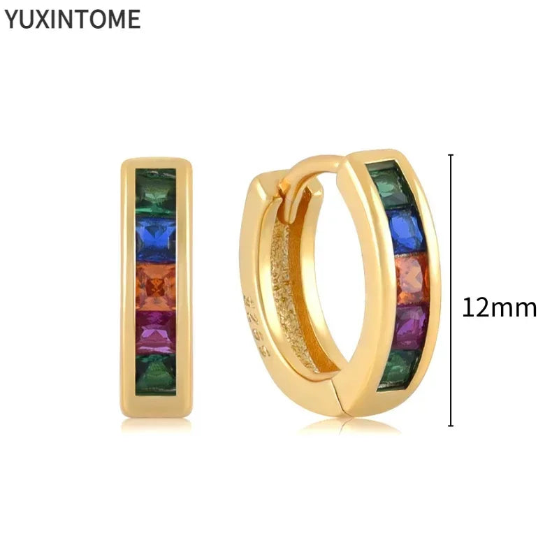 Colorful Crystal Earrings 925 Sterling Silver Ear Needle Stud Earrings for Women Cross Dangle Earrings Party Wedding Jewelry