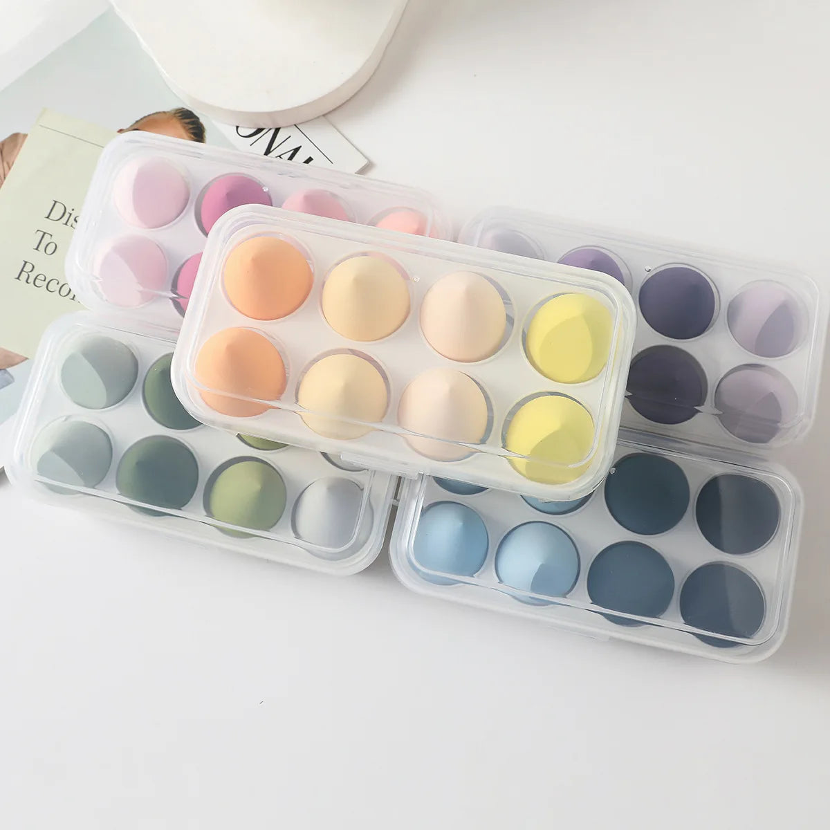 4/8pcs Makeup Sponge Powder Puff Dry and Wet Combined Beauty Cosmetic Ball Foundation Powder Puff Bevel Cut Make Up Sponge Tools