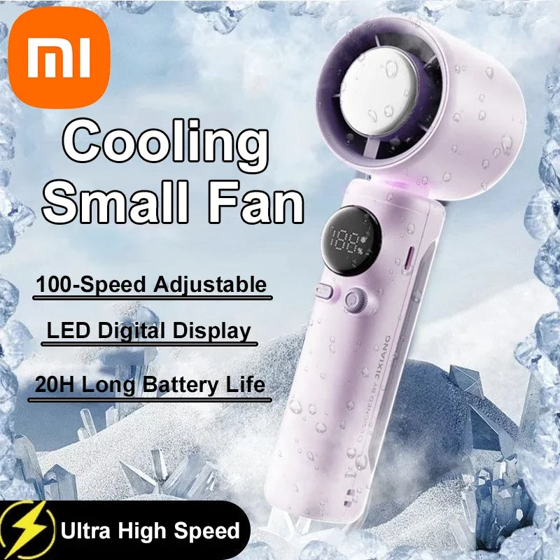 Xiaomi Handheld Turbo Fan 100-Speed Adjustable Digital Display USB Rechargeable Ice Cooling Mini Fan for Home Office Travel