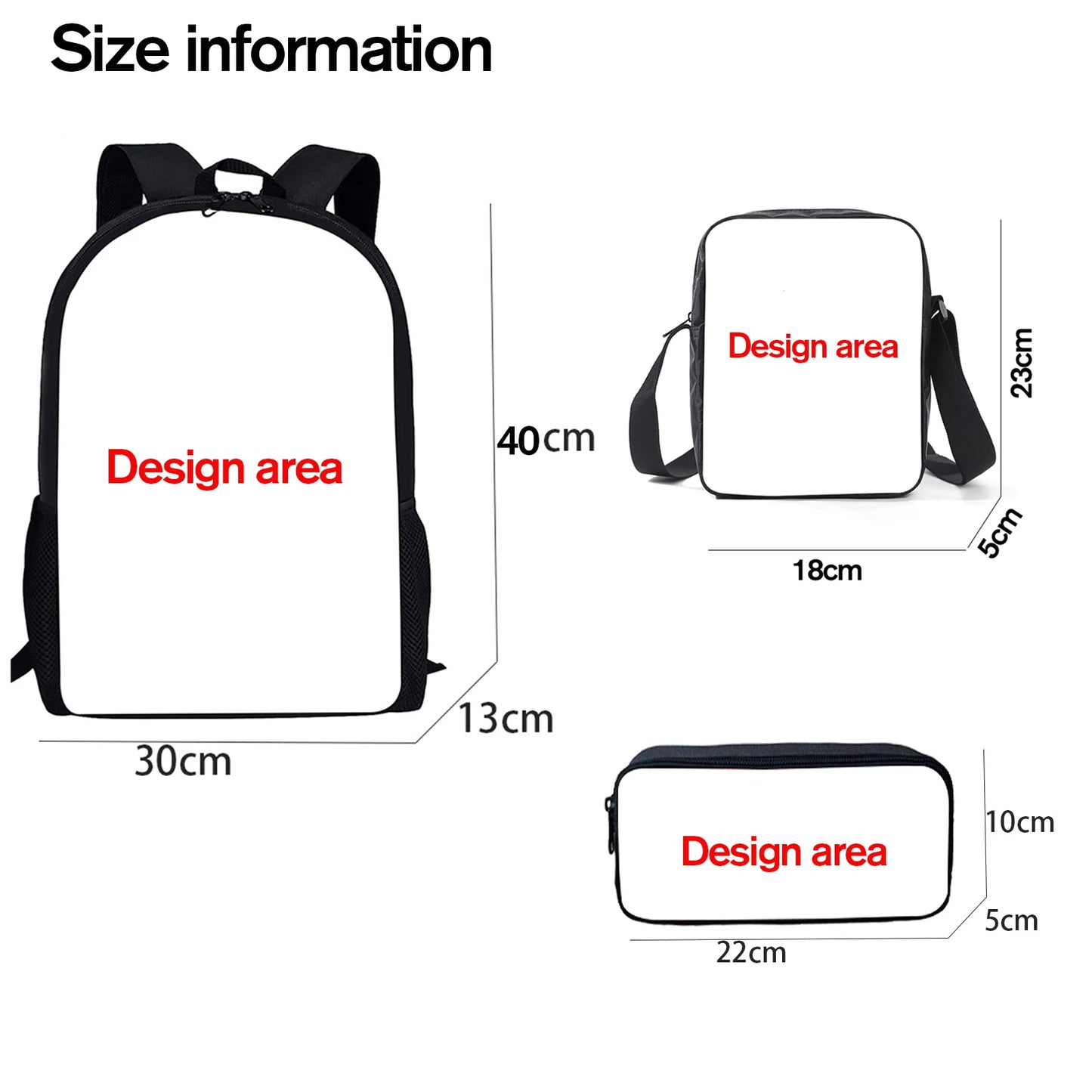 3pcs Set Smiling 3D Critters School Backpack with Pencil Bag Shoulder Bags Large Capacity Cartoon Amine Game Child Backpack
