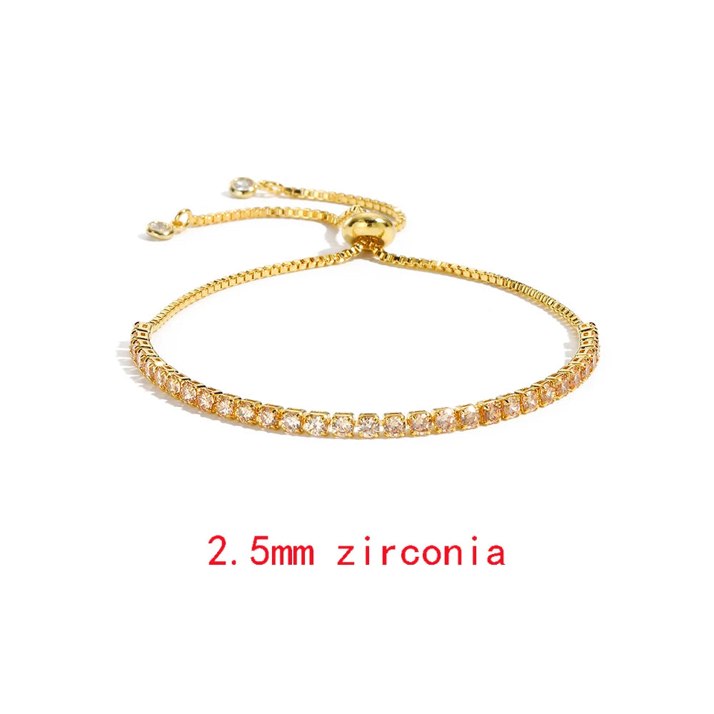 Luxury Rainbow Adjustable Multicolor Tennis Bracelets For Women Ladies Wedding Colorful Zircon Charm Bracelet Hand Chain Jewelry