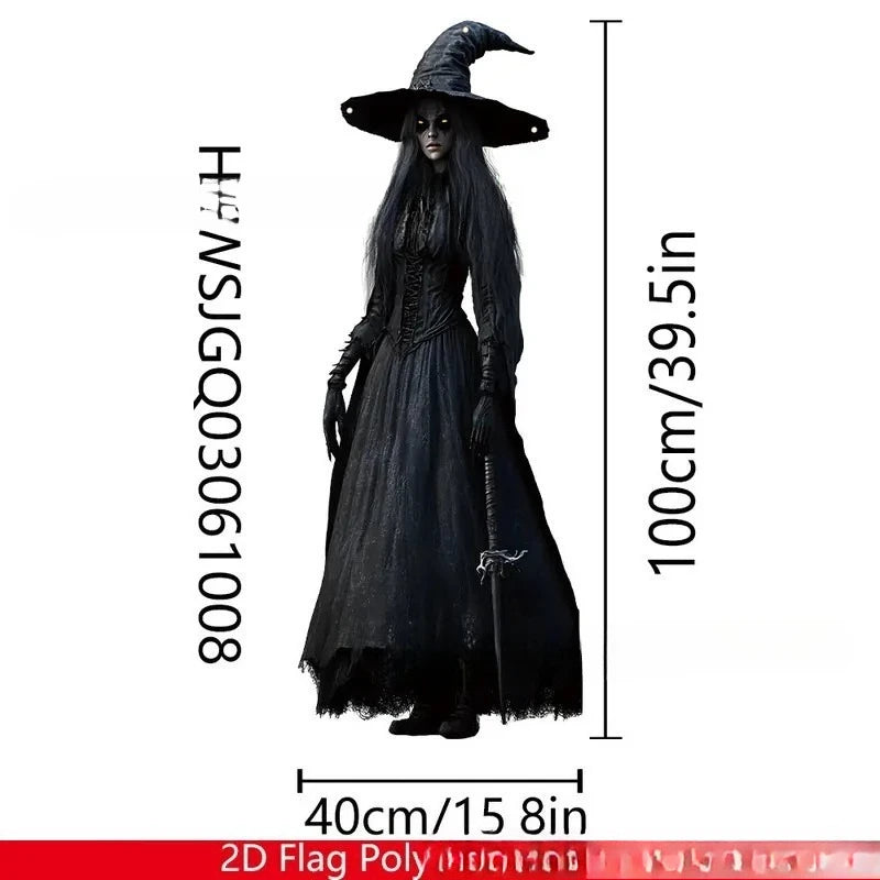 1pc Halloween Skeleton Bride Hanging Flag - Outdoor/Indoor Gothic Decoration, Spooky Bride with Bats & Jack-O-Lanterns Design