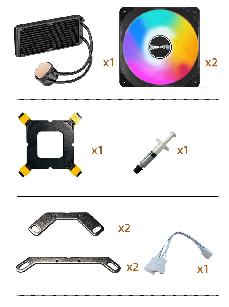TEUCER AF S240 Water Cooled Cooling Radiator Colorful Lighting Water Cooling Head 12CM Fan For LGA 2011 17XX 1200 115X AM4 AM5