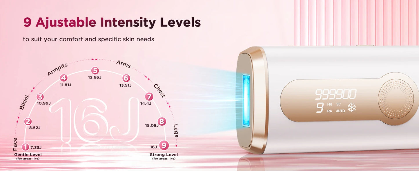 Upgrade Laser Hair Removal 999900+ Flashes IPL Permanent Epilator Hair Remover (RA & SC & HR) 3 in 1 Women Face Bikinis Trimmer