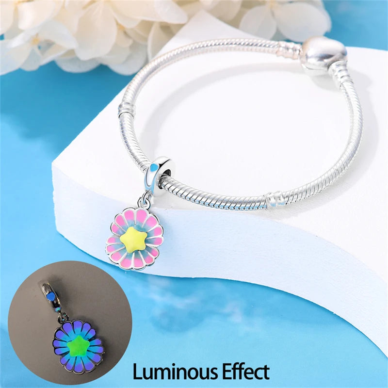New 100% 925 Sterling Silver Ocean Luminous Sea Turtle Dolphin Octopus Charms Beads Fit Qikaola Original Bracelets DIY Jewelry