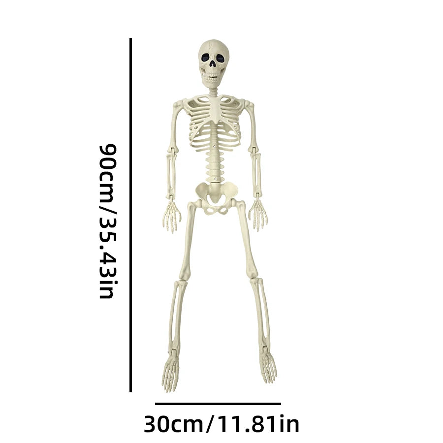 40cm/90cm Home Evil Party Decoration Horror Scary Movable Big Skull Halloween Movable Skeleton Halloween Ornament Toys