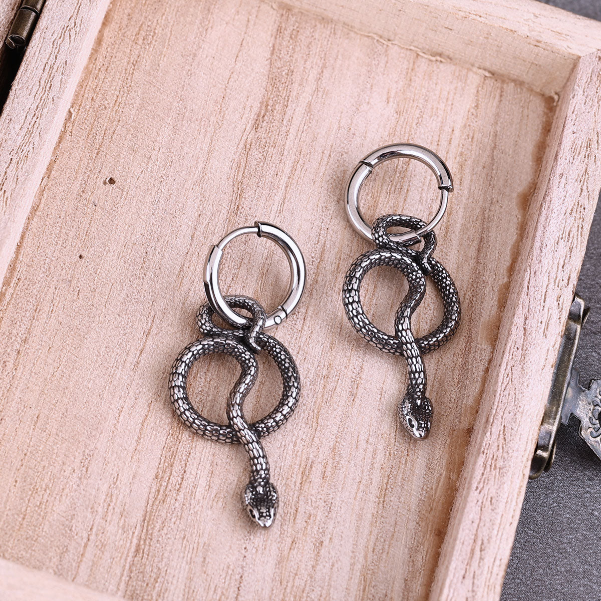Punk Twisted Snake Street Tail Snake Earrings for Men and Women Party Earrings Glamorous Everyday Gifts Stainless Steel Jewelry
