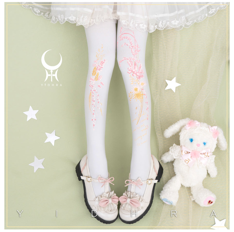 Lolita Classic Print Spring and Summer Lace Stockings Black White Mesh Tights Women Pantyhose Sexy Cosplay Leggings For Girls