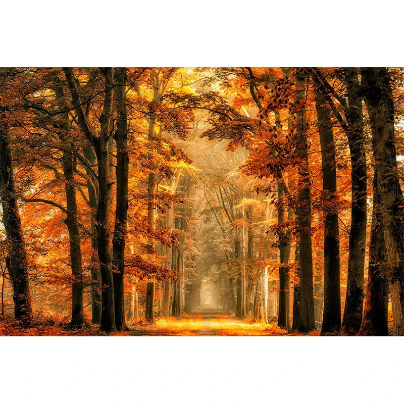 Autumn Yellow Leaves Fall View Landscape Wall Art Print Canvas Painting Pumpkin Halloween Poster Picture Living Room Home Decor