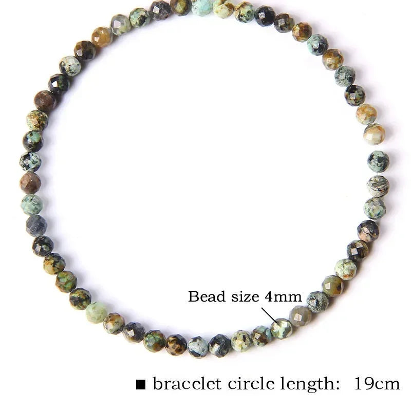4MM Natural Stone Tourmaline Bracelets For Women Men Crystal Faceted Beaded Bracelet Healing Reiki Handmade Exquisite Jewelry