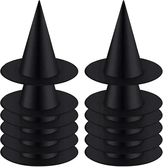 2 Pack Halloween Black Witches Hat Witch Hats Hanging Witch Hats with Hanging Rope for Halloween Party Decorations