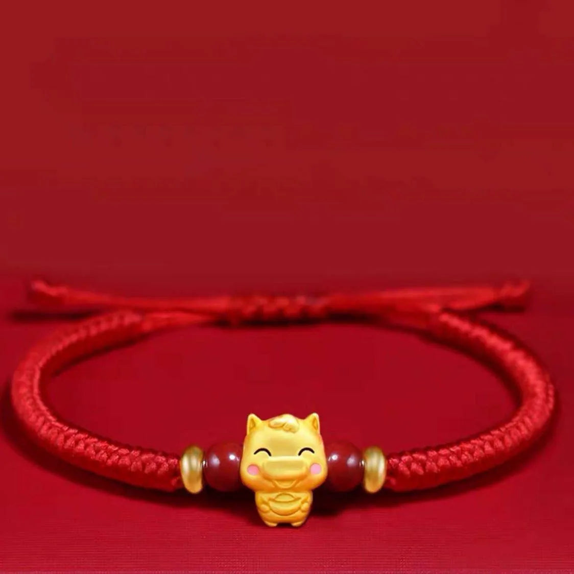 Lucky 12 Constellation Zodiac Sign Braided Animal Bracelet Men Women Red Rope Gold Color Beads Bracelet Bangle Gift Jewelry