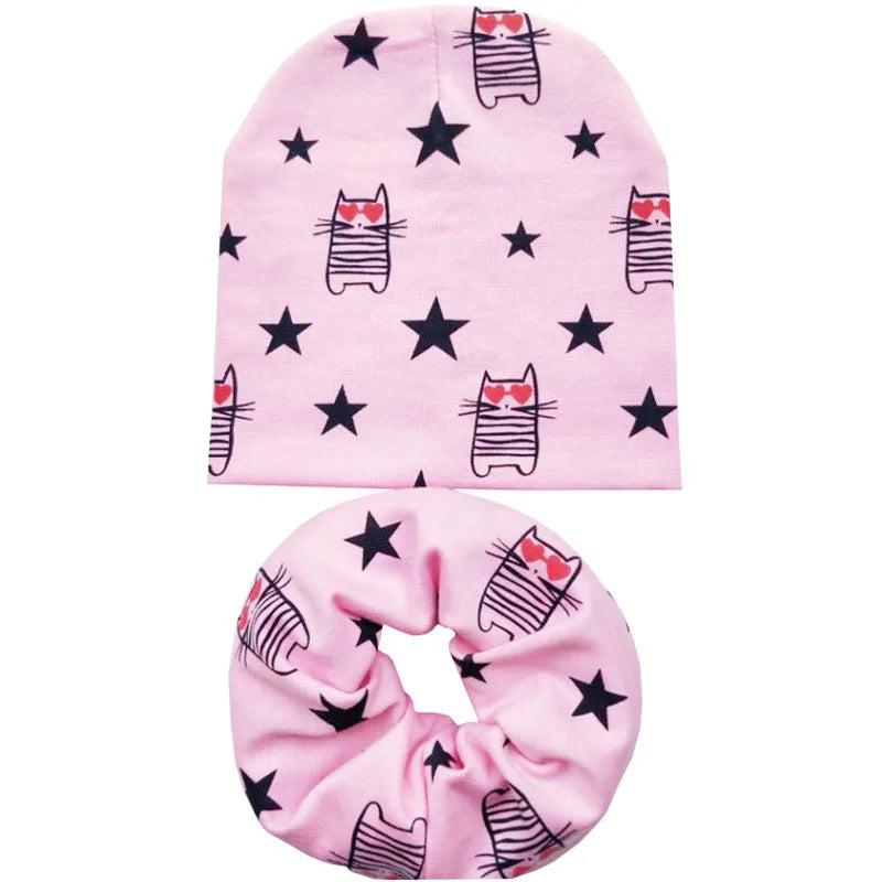 Star Print Cotton Baby Hat Autumn Winter Baby Girls Hat Boys Cap Toddlers Infant Cap Scarf Children Bonnet Hats