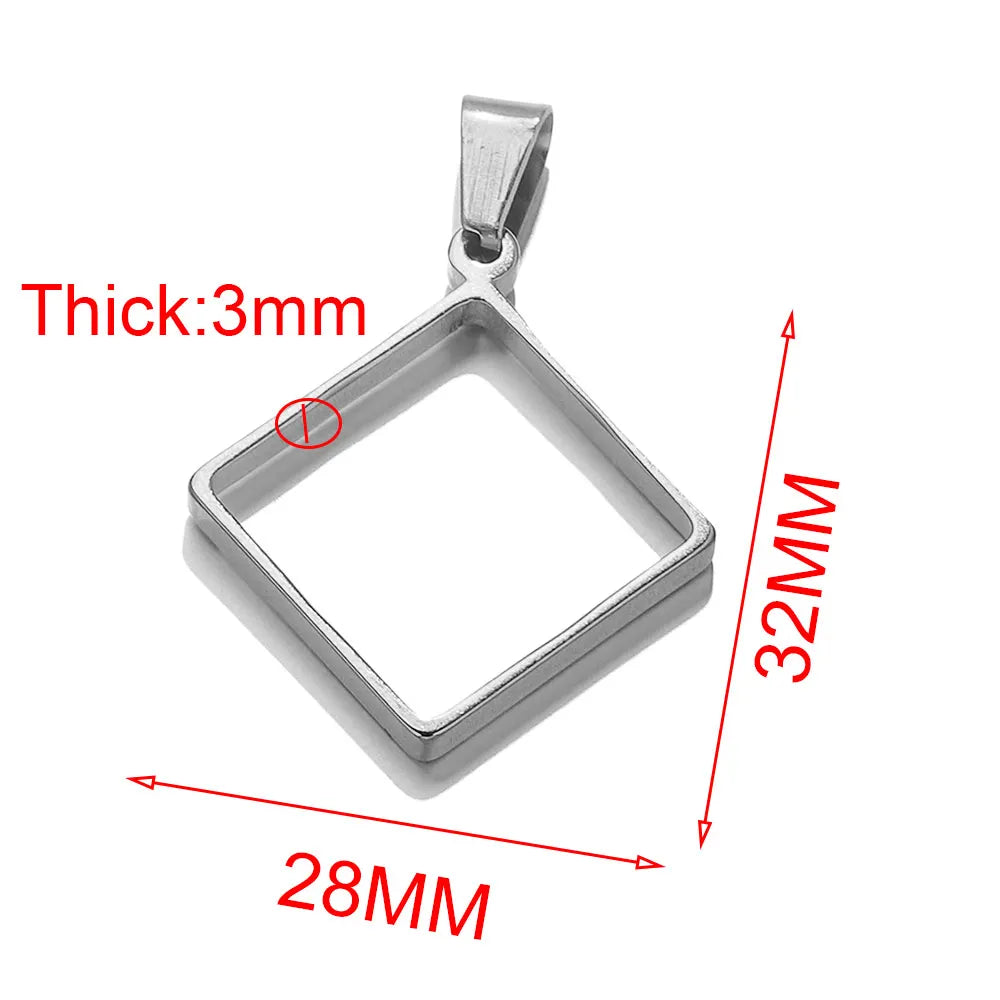 5pcs Stainless Steel Heart Square Silicone Mold Charm Frame Bezel Pendant Base Diy UV Resin Cameo Blanks Earrings Jewelry Making