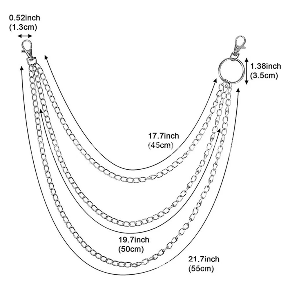 Punk Multilayer Cuban Chain Waist Chain Rock Hip Hop Men Body Chain Pants Ornaments Hip Hop Jewelry Men Accessories