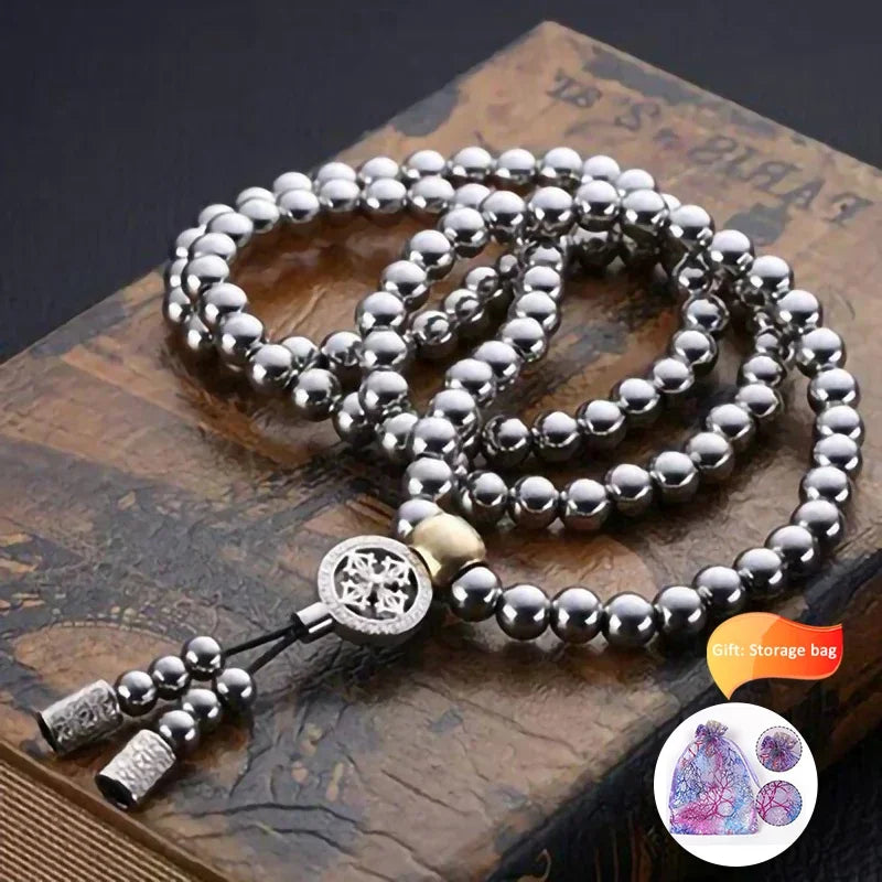 Tactical 10MM Steel Chain Buddha Beads Self Defense Hand Bracelet Necklace EDC Outdoor Tools Self Protection Survival