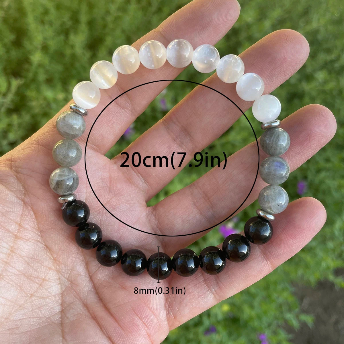 Protection Bracelet from negative energy, Tourmaline Labradorite Bracelet, Natural stone Bracelet, Good Gift for Women/Men, 1pc
