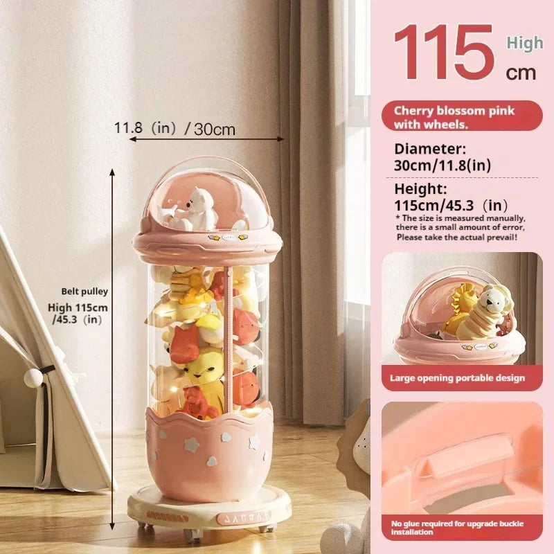 Astronaut Doll Storage Box Children's Plush Toys Storage Boxes Transparent Plastic Stuffed Home Storages Organization Zipper Bin