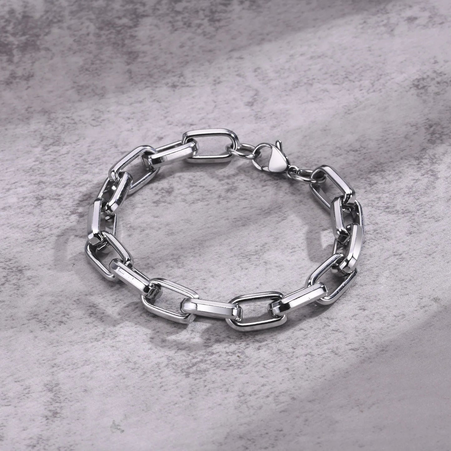 Vnox 9.2MM Rectangle Chain Stainless Steel Bracelets for Men Dad Papa BFF Valentine's Father's Day Birthday Gifts Jewelry