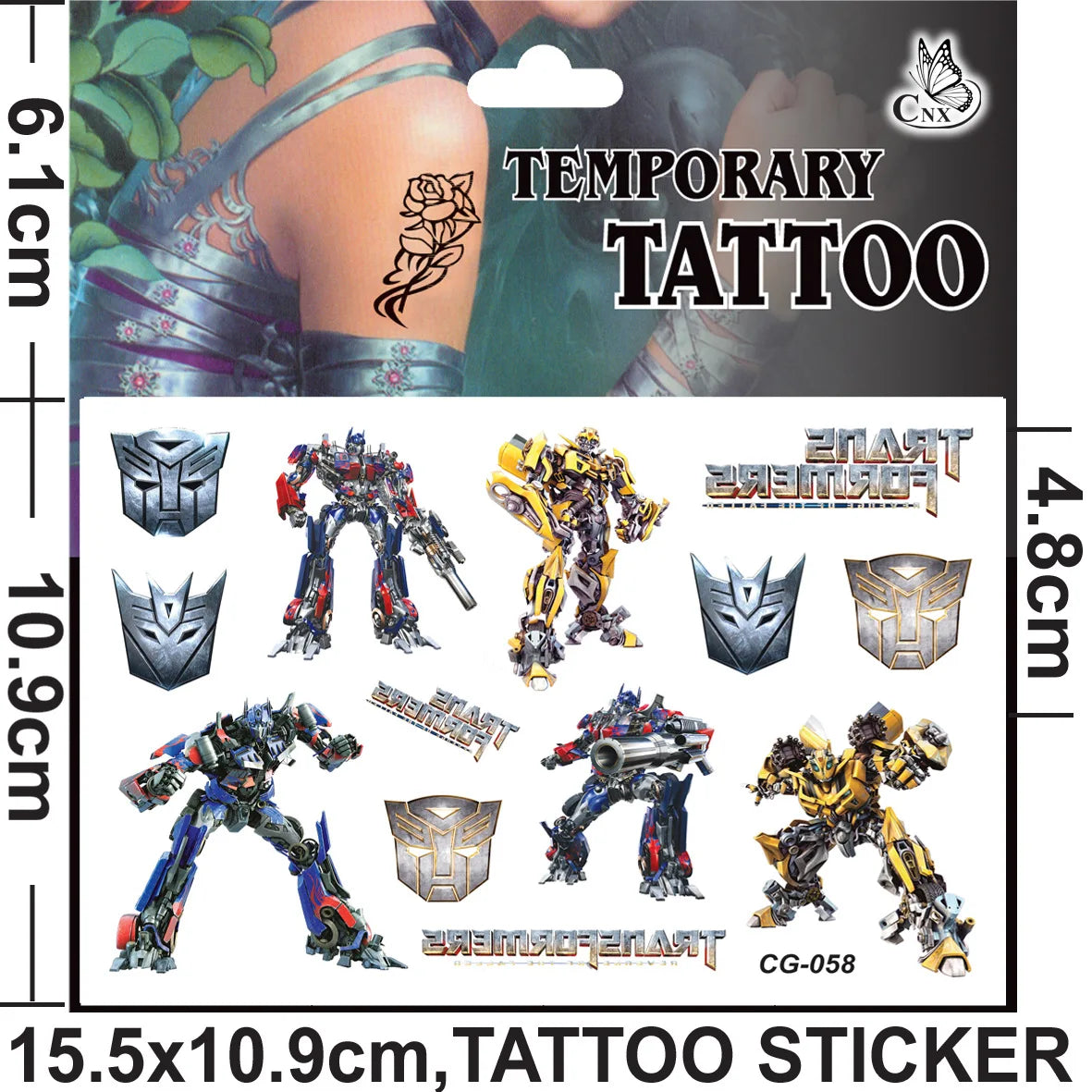 Transformers Tattoo Stickers Waterproof Cute Sticker Anime Birthday Party Supplies Decoration for Kids Reward Toy Christmas Gift