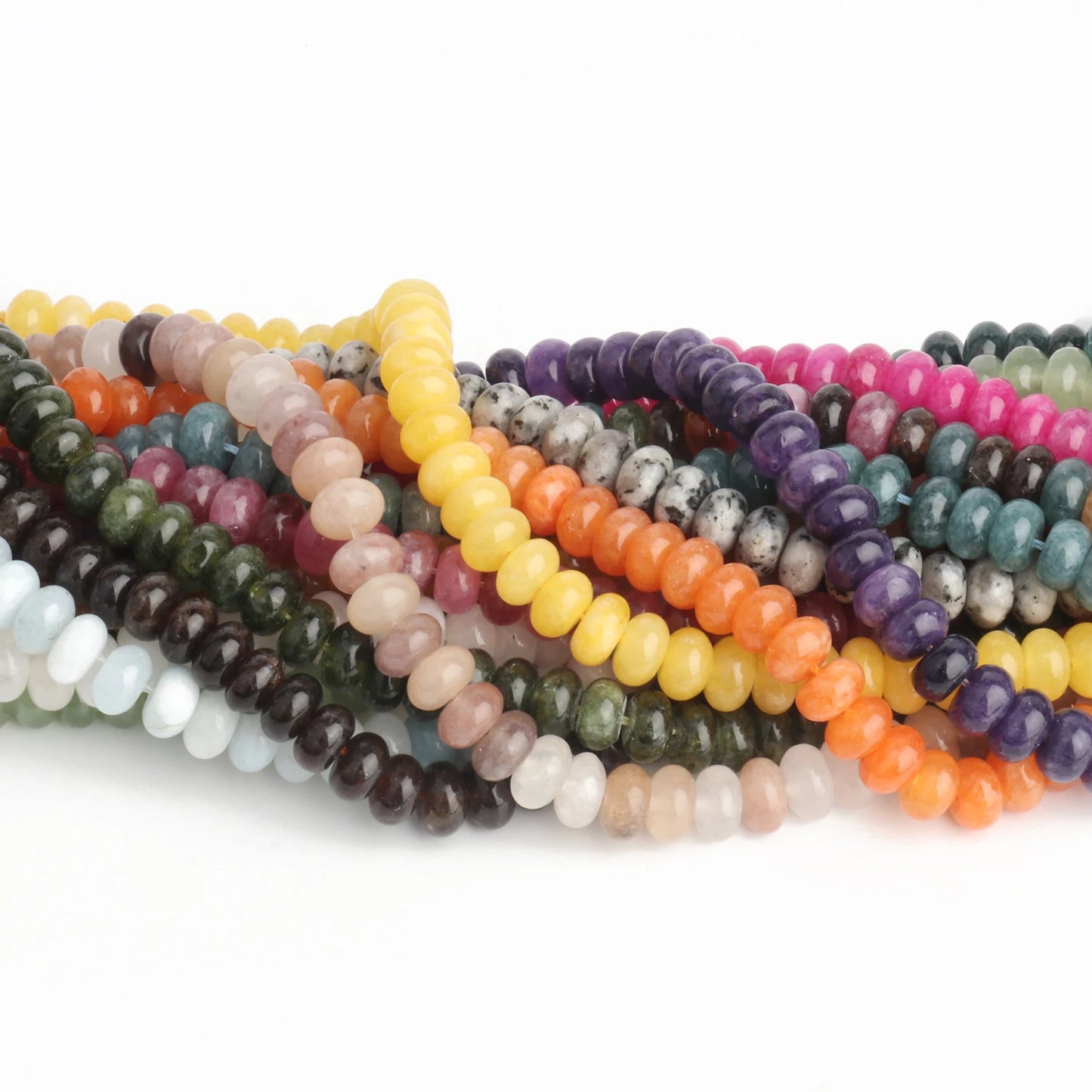 Rondelle Natural Stone Aventurine Tourmaline Jade Beads Flat Round Loose Beads for Jewelry Making DIY Charm Gift Bracelets 8x5mm
