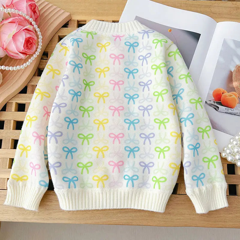 Girls' cardigan jacket with plush and stylish, versatile autumn and winter new styles, girls' sweaters, knitted sweaters