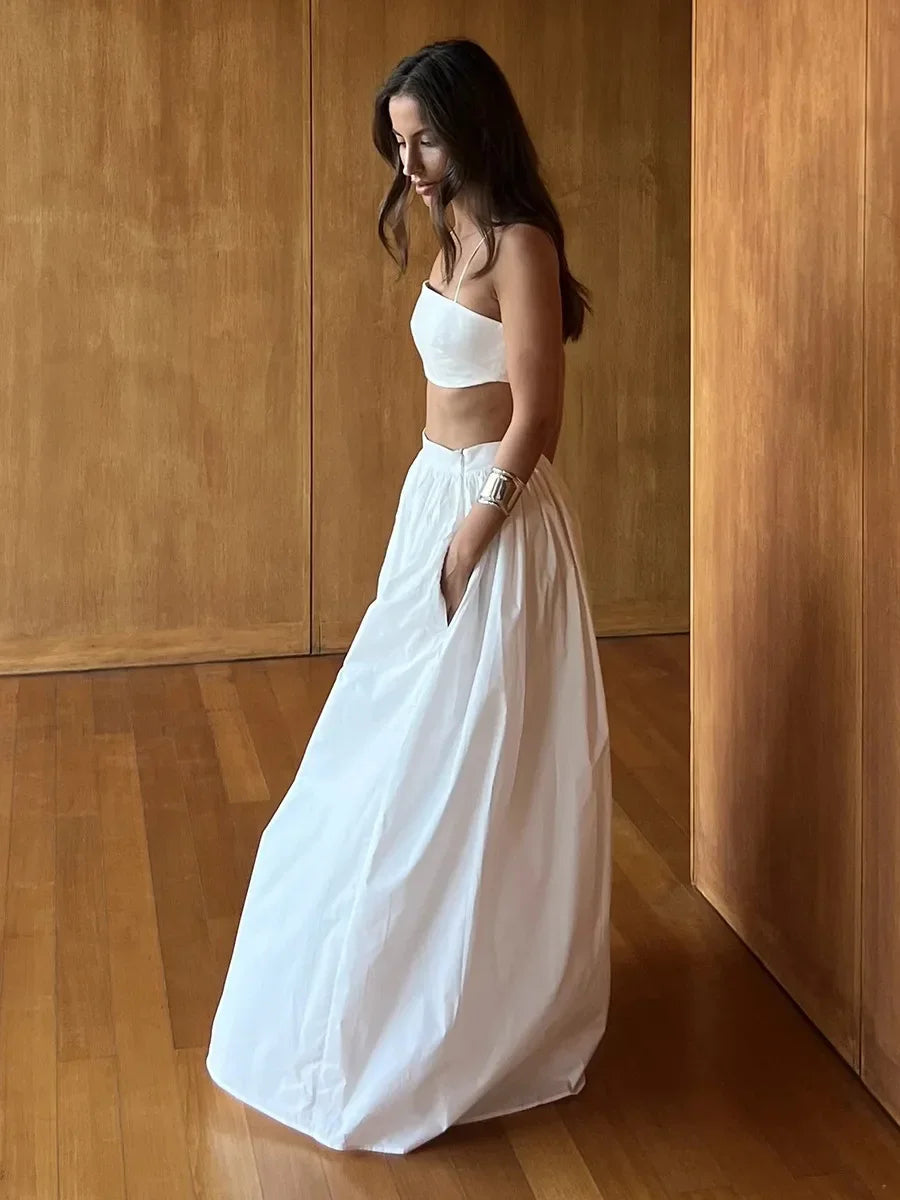 Wolfeel 100% Cotton Suspender Underwear Half Long Skirt Set Summer Beach Style Sexy Stylish Underwear Skirt Set Women's Clothing