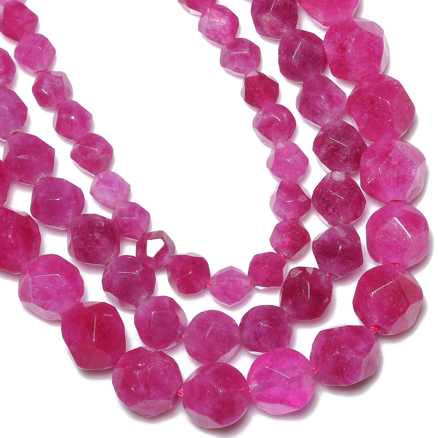 Wholesale Natural Stone Beads 6/8/10mm Pink Red Faceted Tourmaline Charms Loose Beads for Jewelry Making DIY Bracelet Accessory