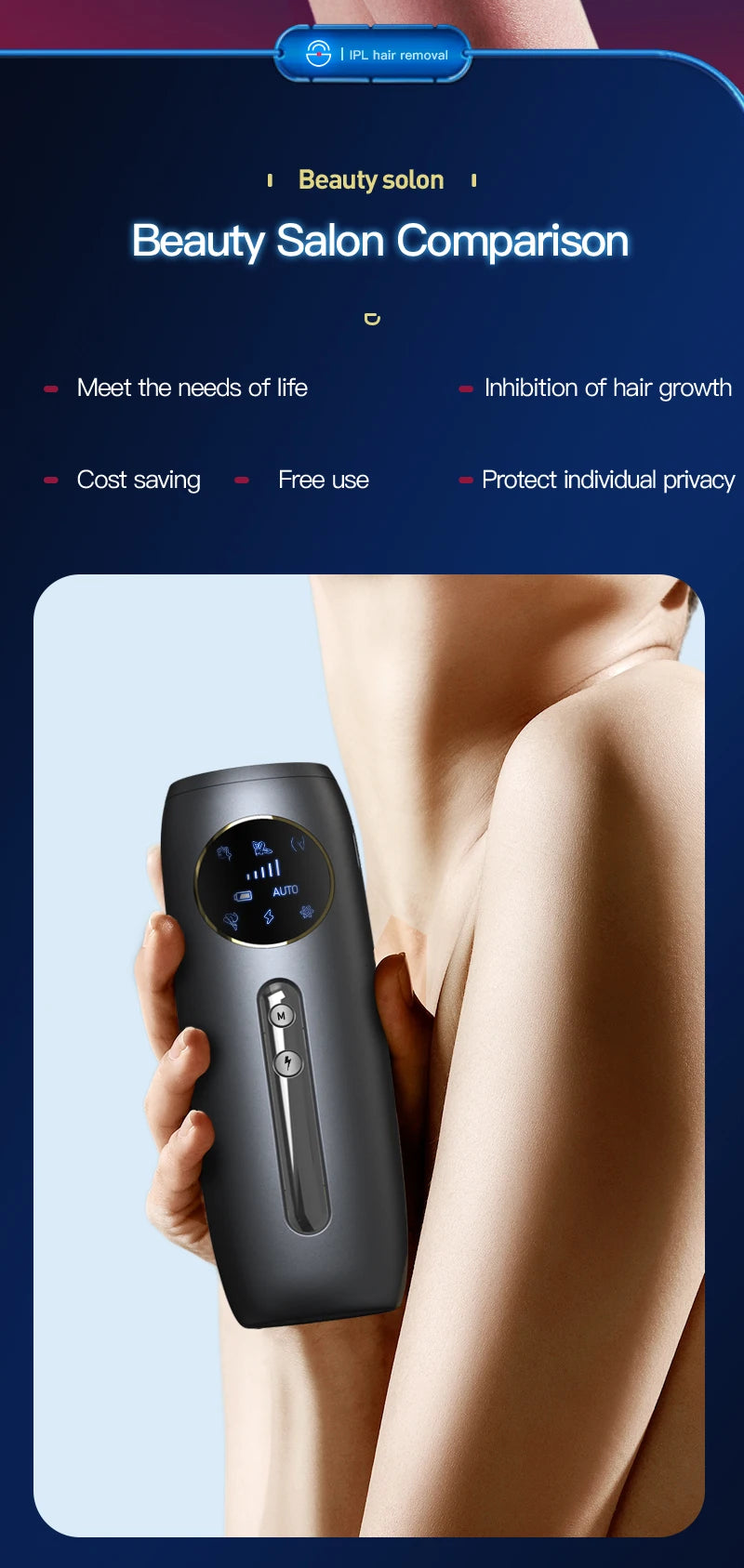 Rechargeable Laser Hair Removal Sapphire Cooling Auto Permanent Painless Bikinis Trimmer in Home Icy Cold Wireless IPL Epilator