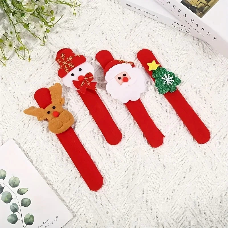 Cartoon Christmas Slap Bracelet Toy Kids Favor Santa Claus Snowman Reindeer Children Kid Wristband Christmas Gift New Year Decor