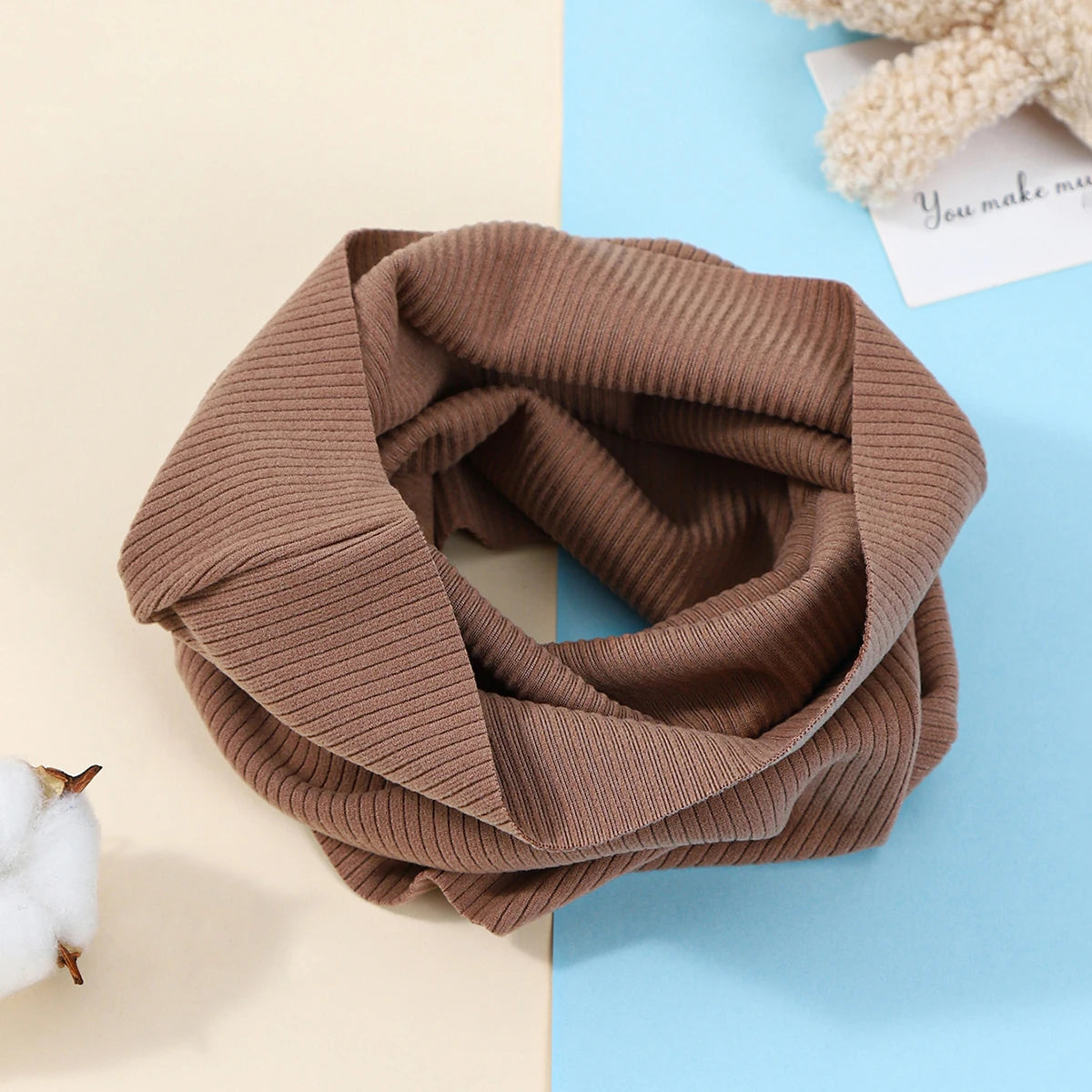 Kids Cotton Scarf Multipurpose O Neck Ring Scarf Solid Print Children Autumn Winter Warm Windproof Scarves For Boys Girls