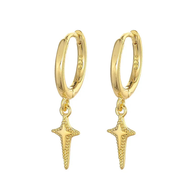 925 Sterling Silver Minimalist Jesus Cross Pendant Earrings Gold/Silver Hoop Earrings Fashion Wedding Party Earrings Jewelry