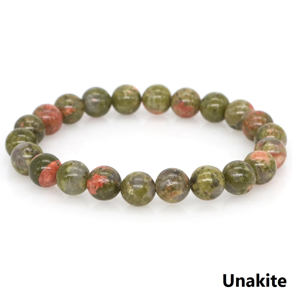 Women Men Bracelet Natural Rainforest Jasper Crystal Round Beads Wrist Chain Chakra Healing Energy Stretch Charm Strand Jewelry