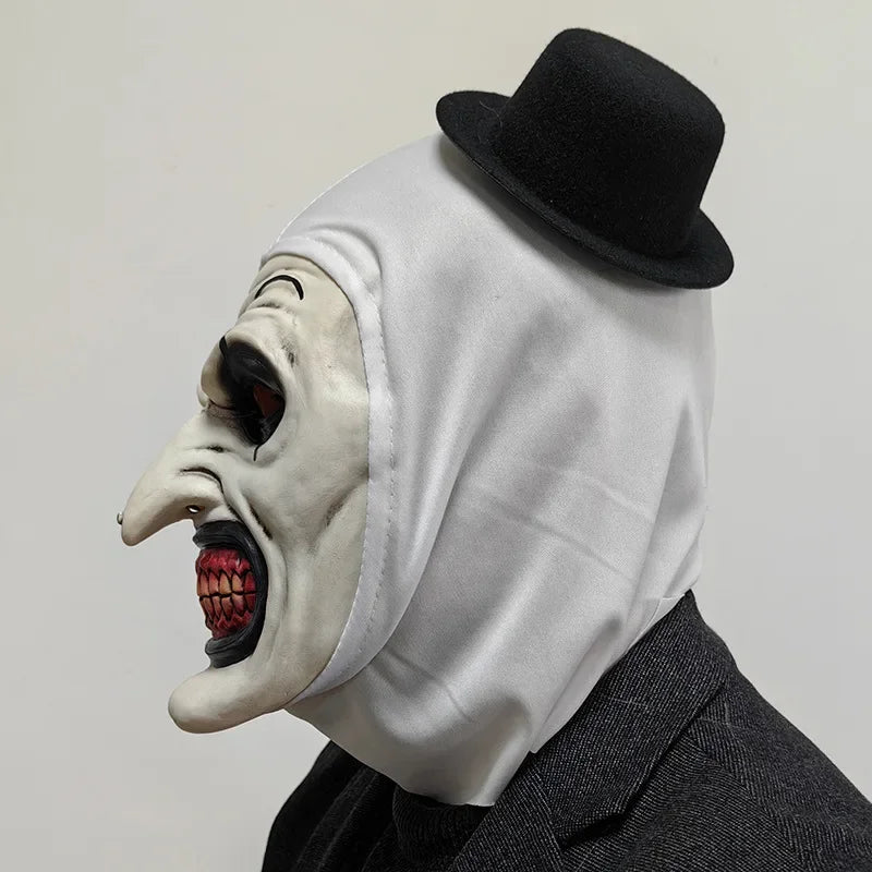 Horror Terrifier Clown Mask Cosplay Clown Funny Latex Soft Demon Evil Joker Halloween Party Costume Masks Adult One Size