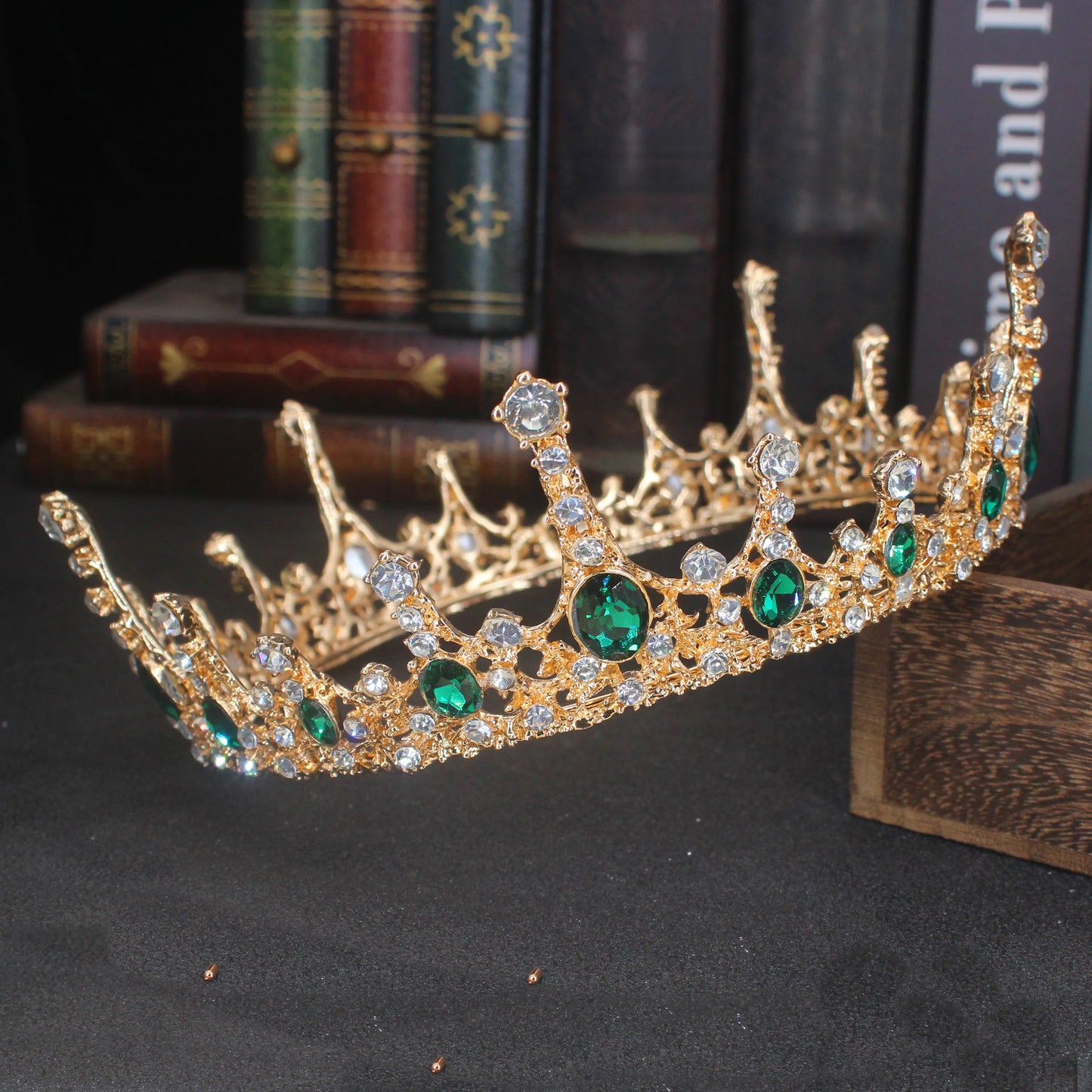 Vintage Baroque Tiara Crown Bride Crystal Queen King Crown Wedding Hair Jewelry Accessories Women Men Pageant Prom Headpiece