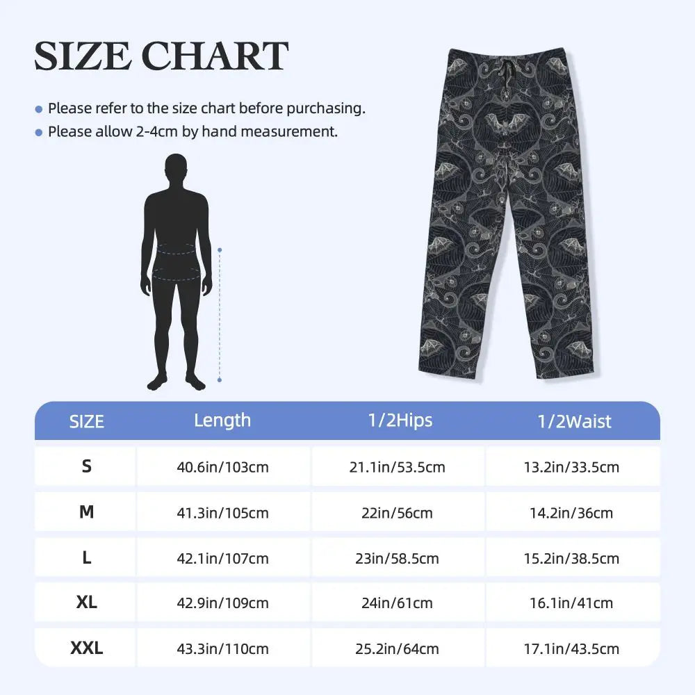 Custom Cute Spooky Halloween Bats Black And Purple Pajama Pants for Men Lounge Sleep Drawstring Sleepwear Bottoms with Pockets