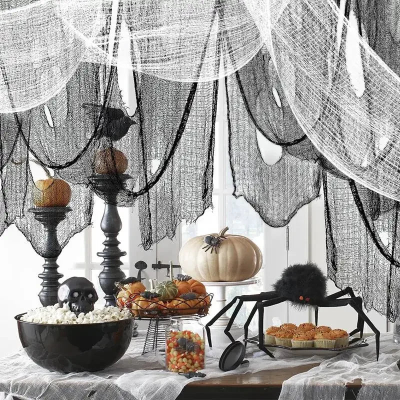 Halloween Creepy Cloth, White Spooky Gauze for Outdoor Hanging Haunted House Party Walls Doorway Entryways Indoor, Party Decor
