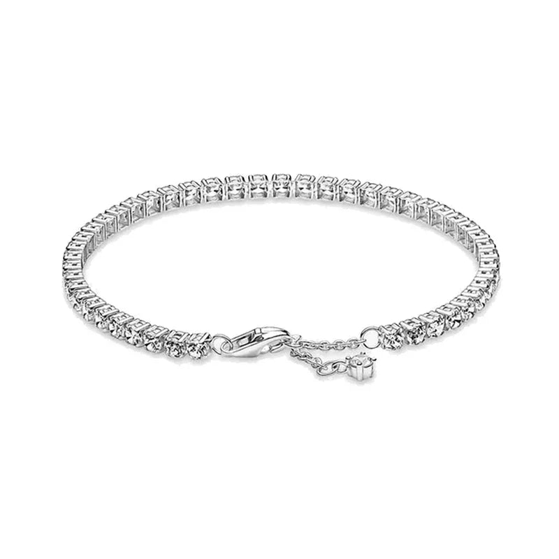 Exquisite 925 Sterling Silver New Shiny Heart-shaped Stars All Zircon Tennis Bracelet Luxurious Charm Bracelet Holiday Gifts