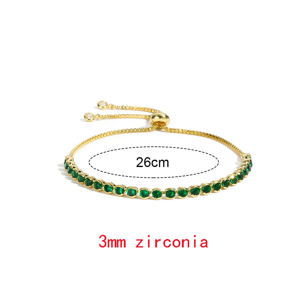 Luxury Rainbow Adjustable Multicolor Tennis Bracelets For Women Ladies Wedding Colorful Zircon Charm Bracelet Hand Chain Jewelry