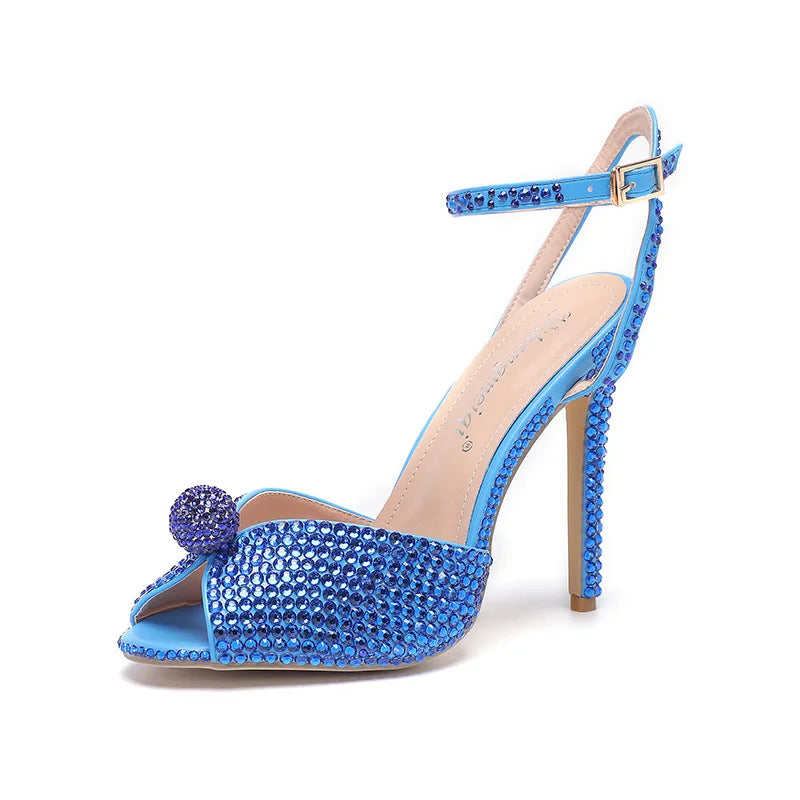 Fashion High Quality Wedding Shoes Women Pearls Studs Luxury Peep Toe White High Heels Buckle Designer Woman Sandal 43 Zapatos