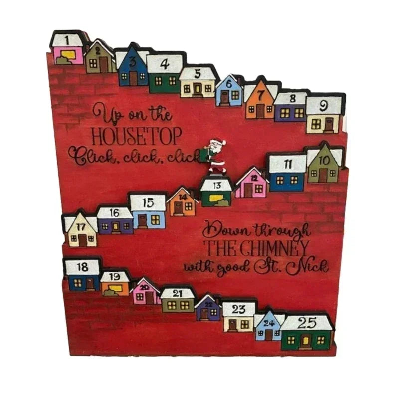 1/4pcs New Father Christmas Castle Countdown Advent Calendar Christmas Gift Wooden Calendar Ornament Decoration Stand