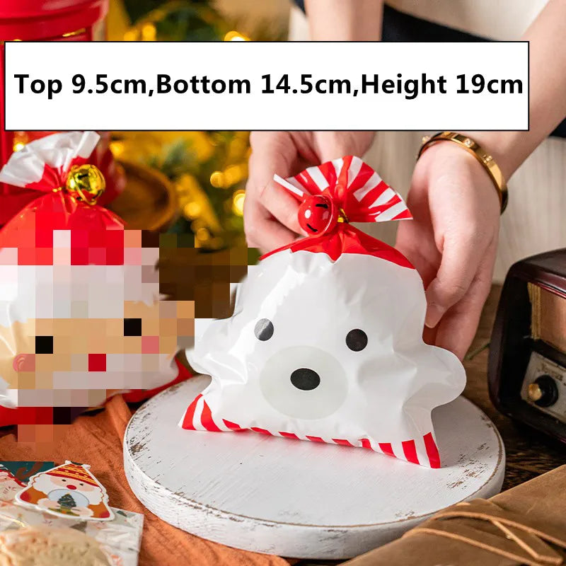 LBSISI Life 25pcs Ball Shape Christmas Gift Bag For Candy Chocolate Cookie Nougat Biscuit Packing Gift Tree Santa Zipper Bags