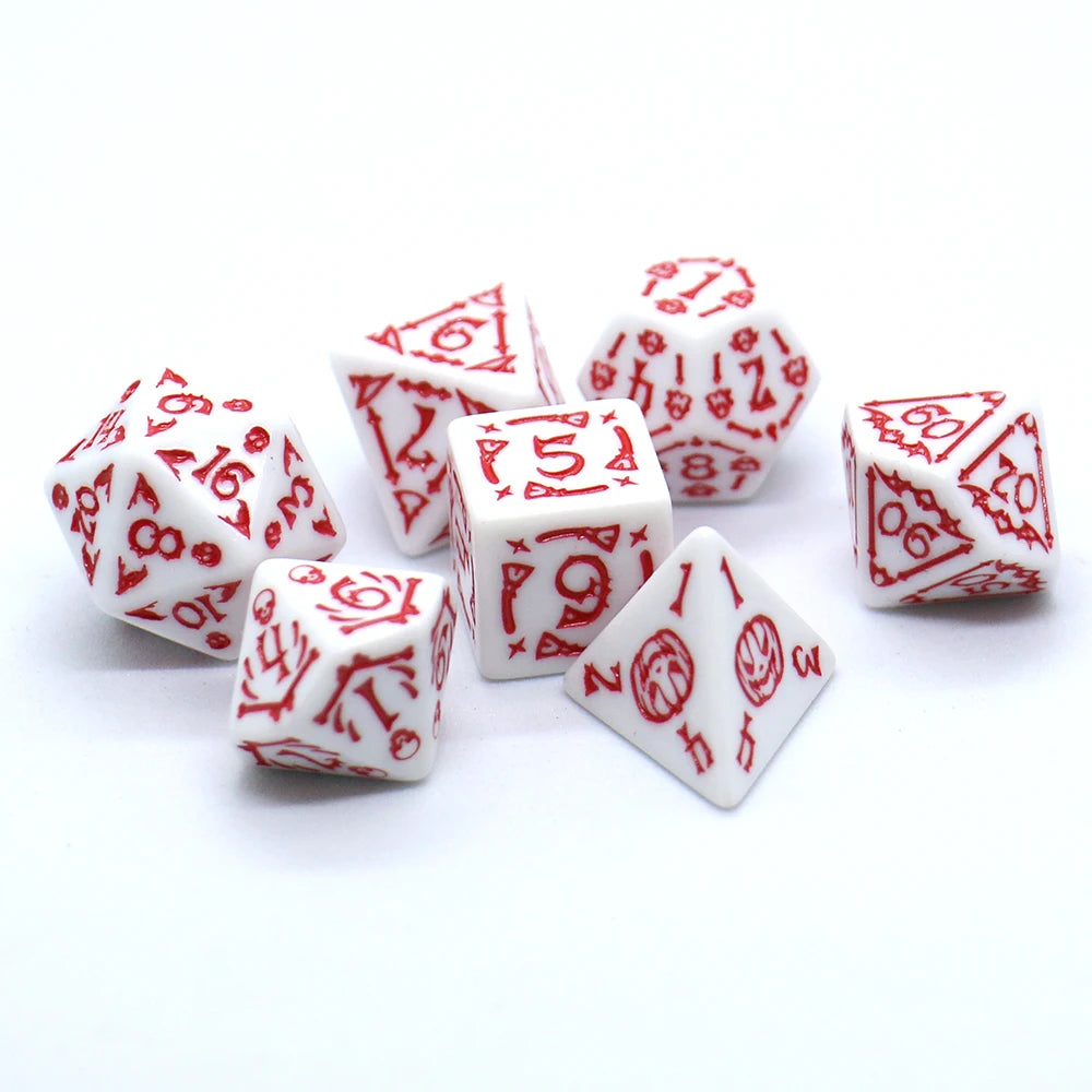 7pcs Set Relief Halloween Pattern Board Game Dice Set, DND Game Dice