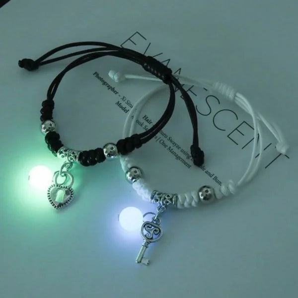 2 PCS/Set Stainless Steel Couples Bracelet For Women Lover Luminous Sun Moon Rope Charm Friendship Girlfriend Party Jewelry Gift