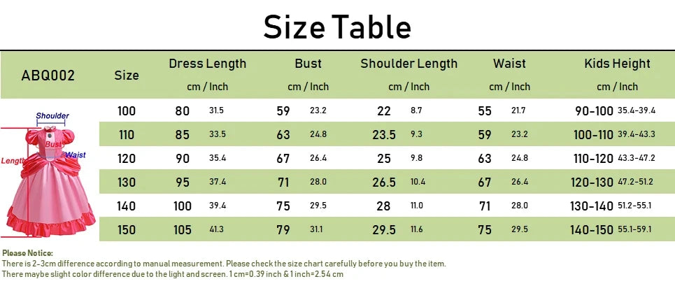 Peach Dress For Girls Cosplay Dress Up Princess Costume Halloween Game Role Play 4 6 8 10 Yrs Kid